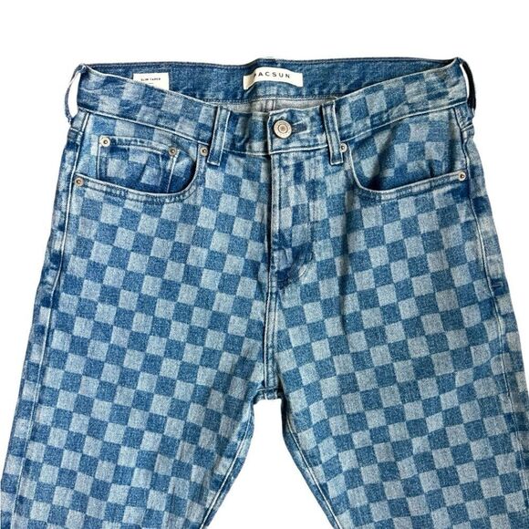 PACSUN Toby Slim Taper Vintage Men’s Checkered Loose Jeans Size 29 - Picture 2 of 10